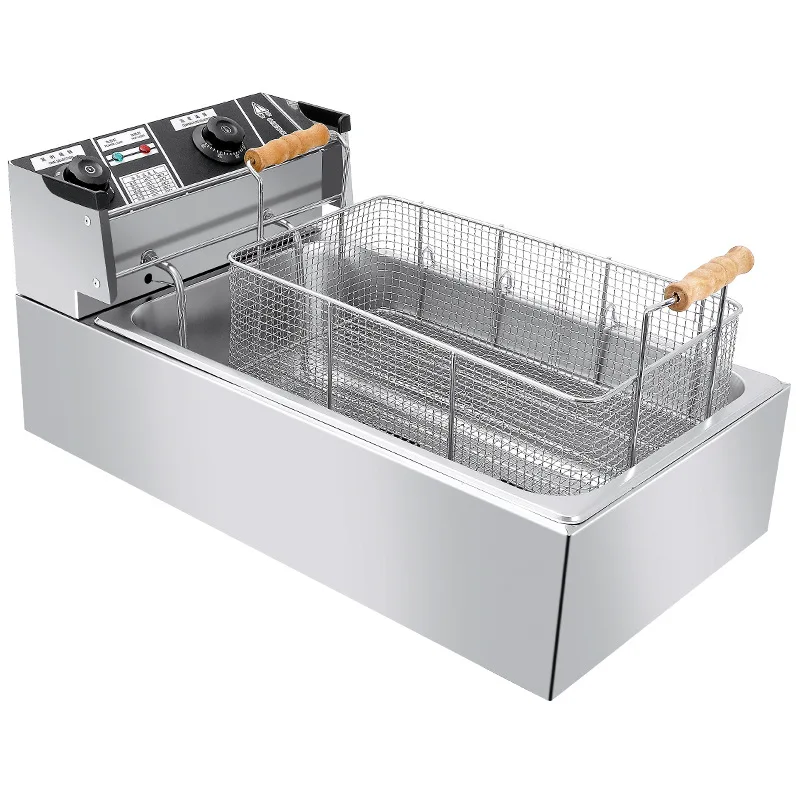 Commercial Countertop Electric Deep Fryer with Basket for Donuts Fries Skewers Potato Chips High Power