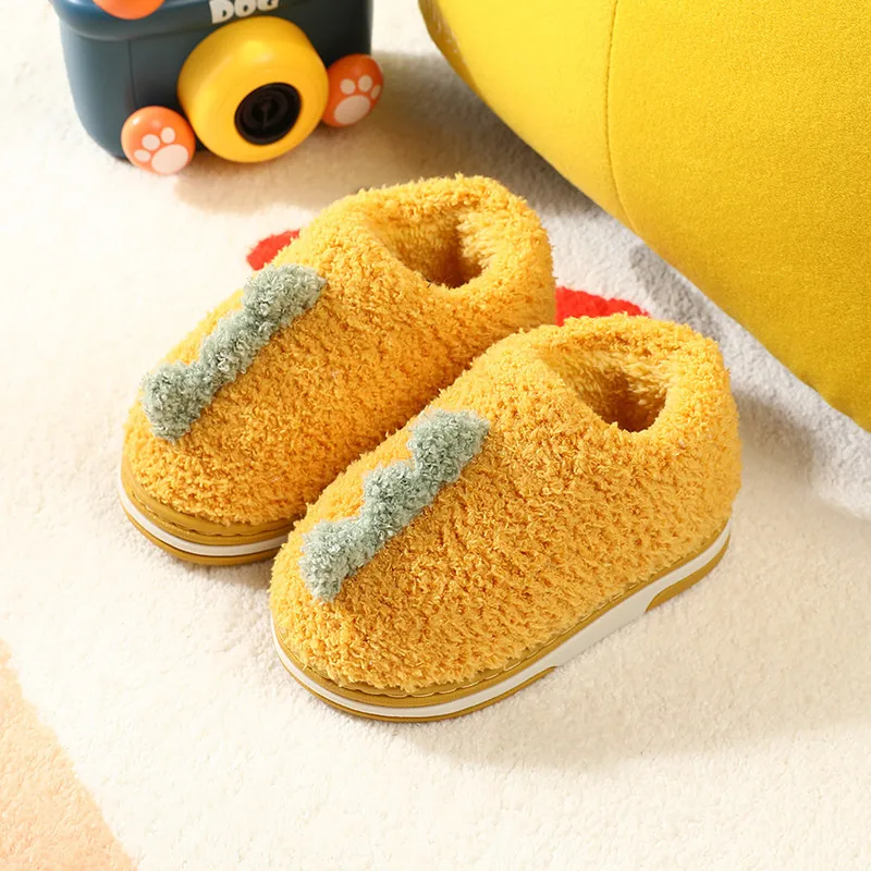 Children's Cotton Slippers Indoor and Outdoor Wear Non-slip Soft Bottom Fruit Bag Heel Warm Woolly Shoes