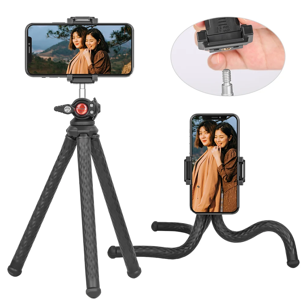 SH DSLR Camera Smartphone Holder Vlog Tripod  Flexible Tripod with Adjustable Ballhead Cold Shoe for LED Light Microphone