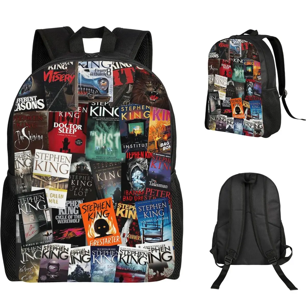 

Рюкзак с обложками книг Стивена Кинга, рюкзак для книголюбов, школьная сумка для мальчиков и девочек, сумка для ноутбука, сумка через плечо