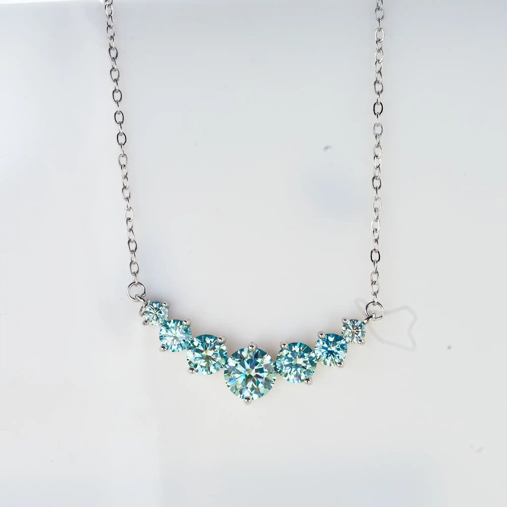 Real 1.7/2.8/5cttw Full Moissanite bluegreen Pendant Necklace for Women S925 Silver lab Diamond Chain Necklaces fine Jewelry
