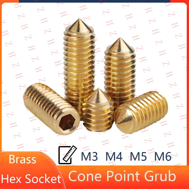 

U+M3-M6 Cone Point Grub Brass Steel Hex Socket Set Screw Allen Key Headless Socket【Wholesale private message sellers】