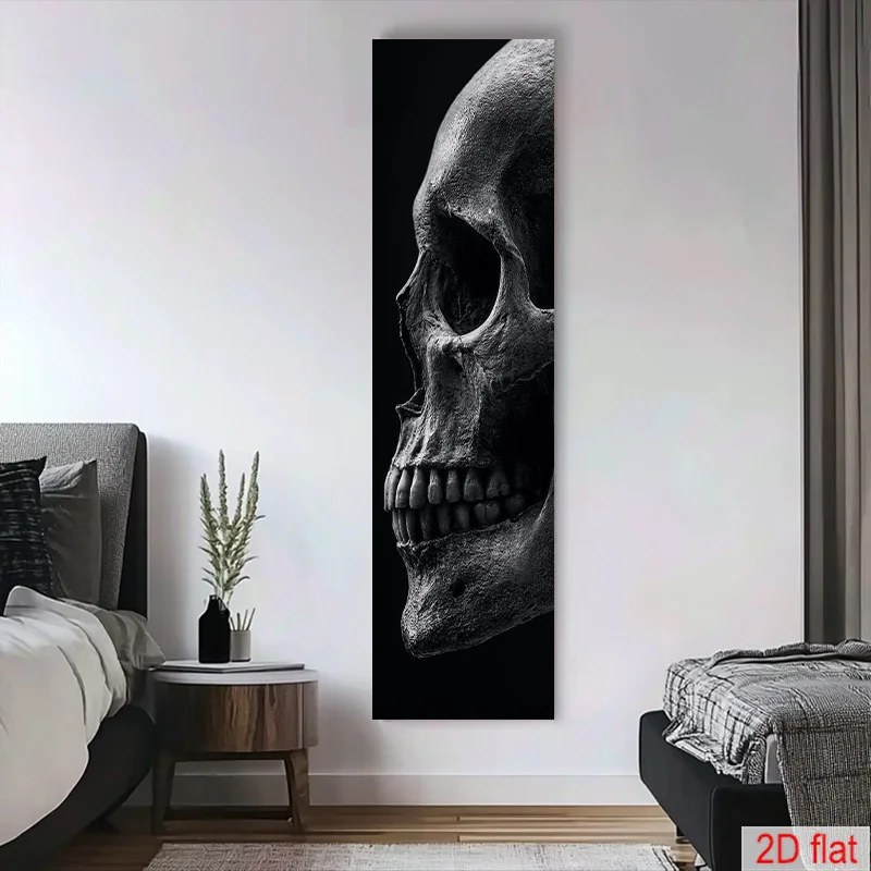 Tapestry Wall Hanging Tapestry Custom 1PC skeleton close-up black and white eerie vertical wall hanging, suitable for living