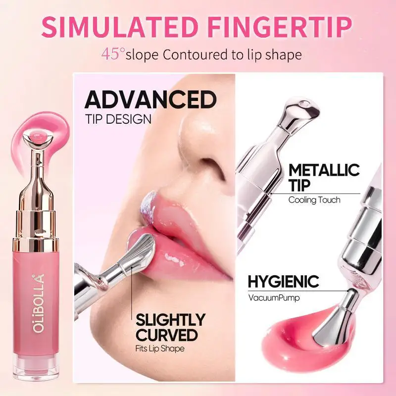 1Pcs Glaze Serum Liquid Moisturizing Lip Metal Massage Head Mirror Lip Enrichment And Fading Lip Lines