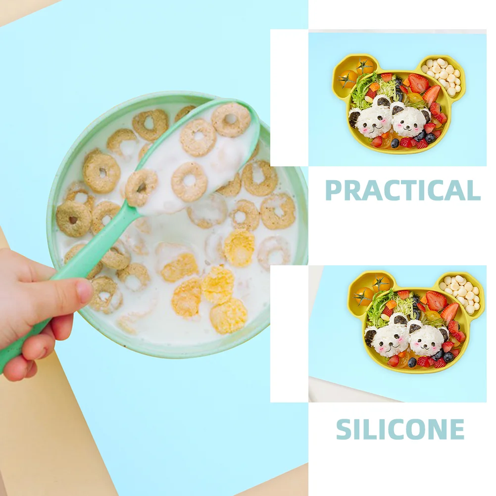 2 Pcs Silicone Placemats for Kids Toddlers Baby Children Non Stick Portable Dining Table Pad Safe No Odor