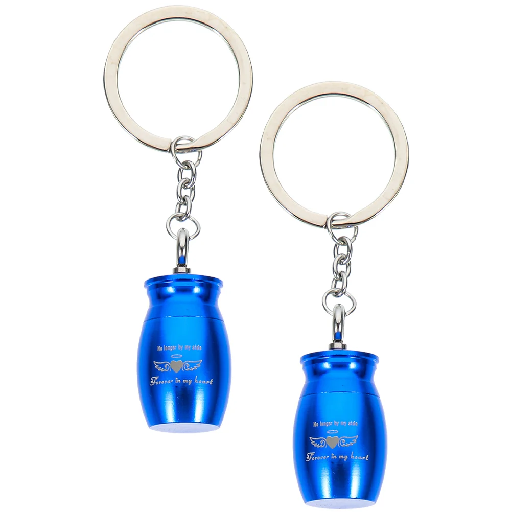 

2 Pcs Urn Keychain Memorial Ornaments Mini Ash Pet Pendant Pendants Metal Decoration
