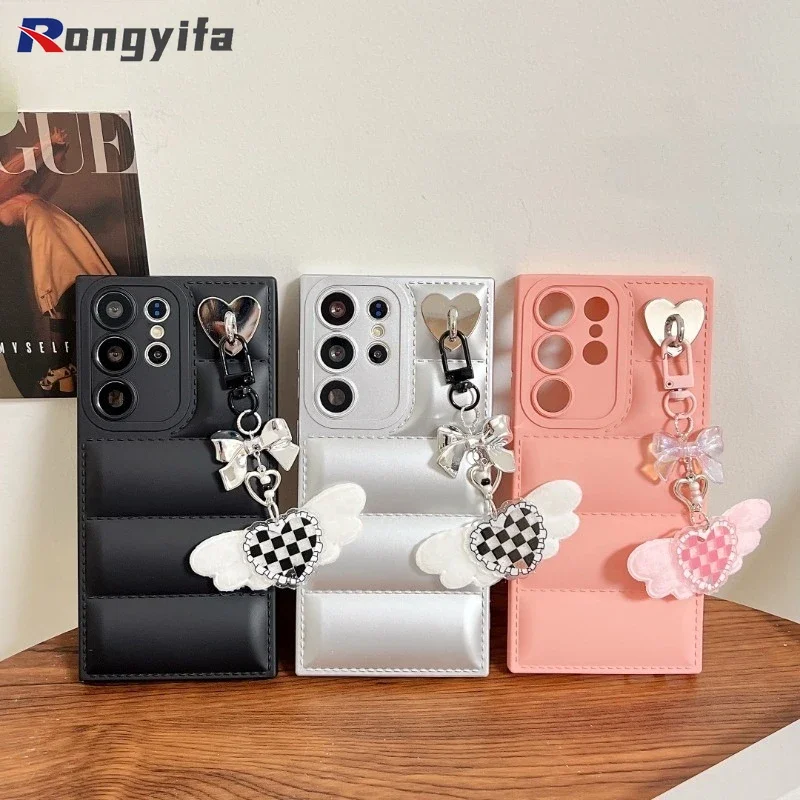 For Samsung Galaxy A55 A35 A05S A15 A05 A73 A72 A71 A54 A53 A52S A51 M40S Phone Case Fashion Down Jacket 3D Puffer Soft Cover