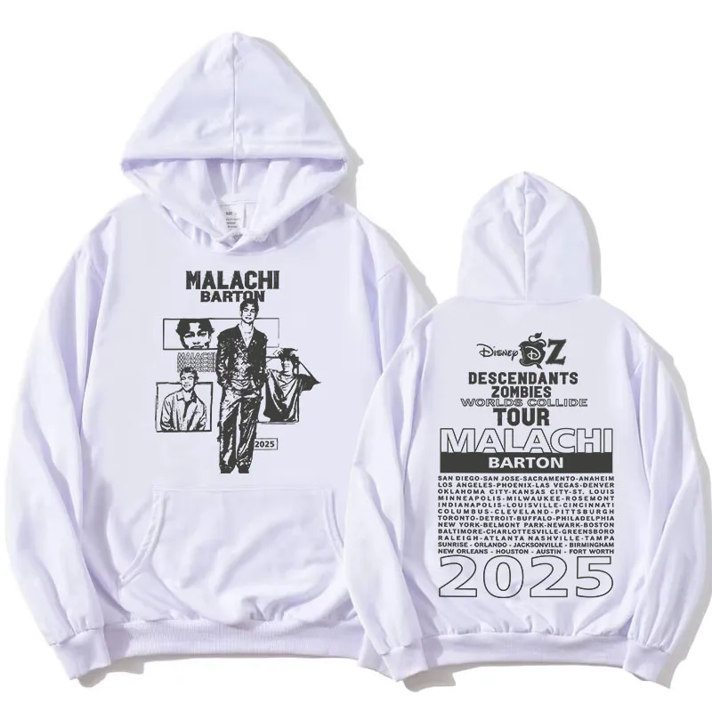 الممثل مالاتشي بارتون هوديس Zzombies Worlds Collide Tour 2025 بلوزات موضة للجنسين ملابس الشارع الشهير كم طويل بلوفرات نسائية