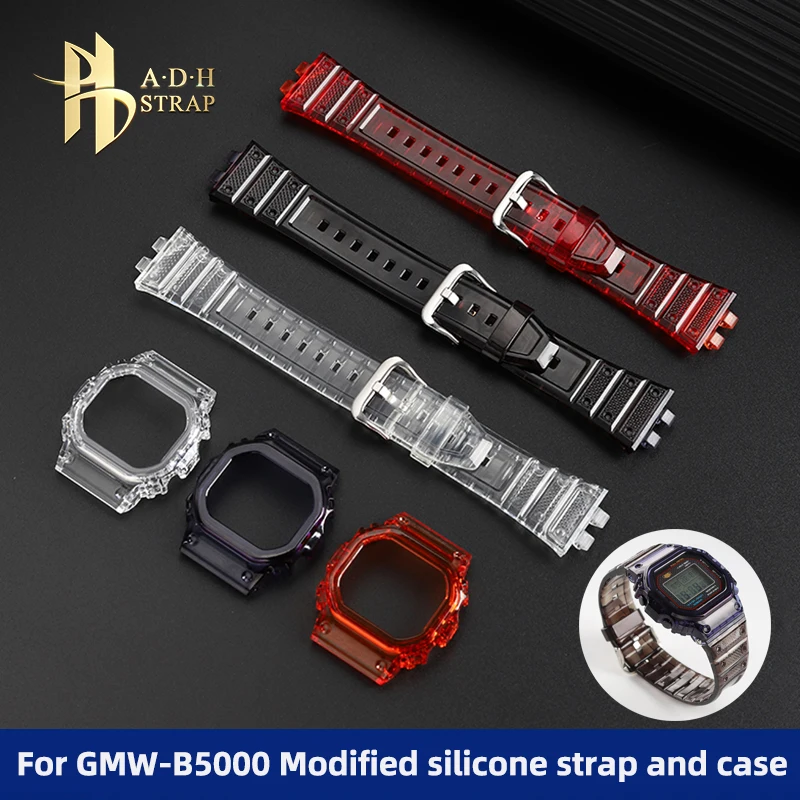 

For Casio GMW-B5000 Sports Silicone Strap and Case Modified GMW-B5000 Small Square Watch Case Watchband Waterproof and Soft