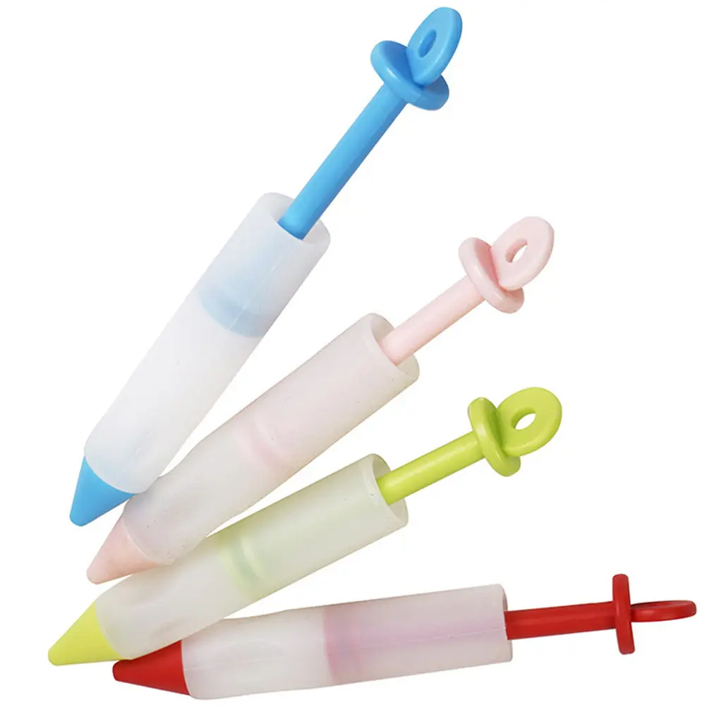 4Pcs Squeeze Cream Pen Cake Decorating Pens Chocolate Writing Tool for Cream Jam Dessert Decoration Baking Supplies Smooth