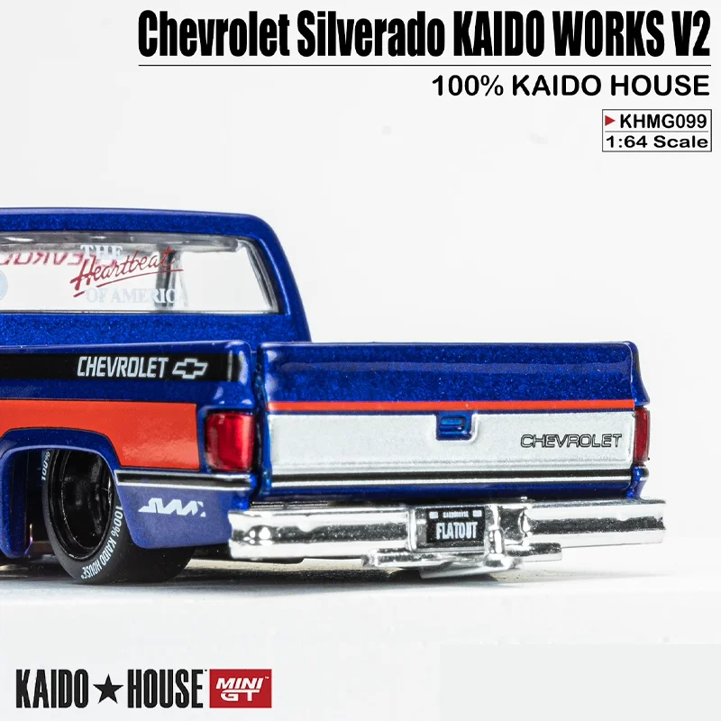 KAIDO HOUSExMINIGT 1/64 Chevrolet Silverado KAIDO WORKS V2 100% KAIDO HOUSE Alloy Toy Motor Vehicle Diecast Metal Model Gift