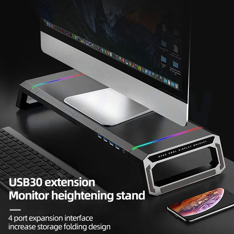 T1 Computer Monitor Lifting Stand charger3.0 Multi-function Stand Bi-Fold Computer Booster Desktop Storage Base Weight 30kg/50kg