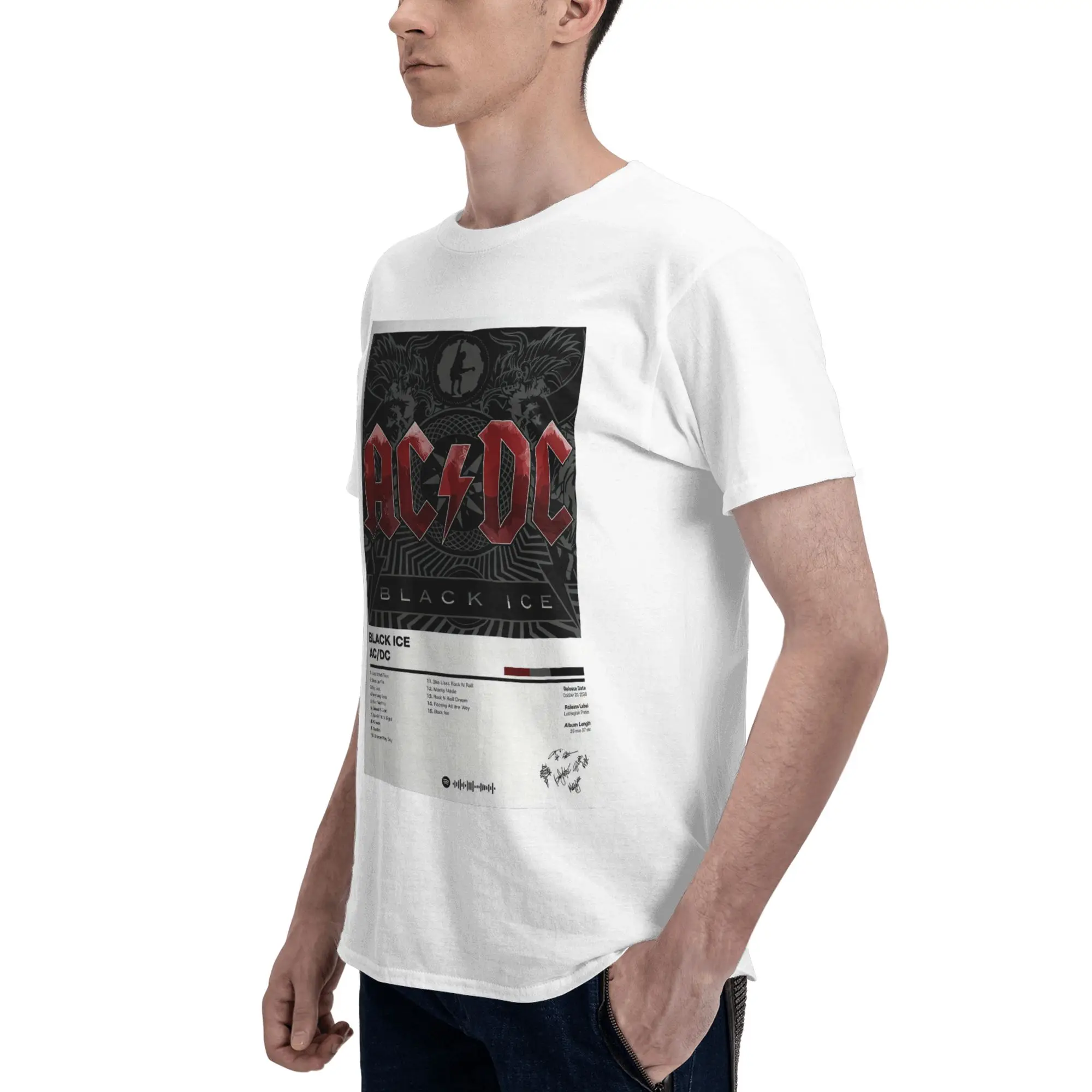 الرجال الثقيلة المعادن روك التيار المتناوب تيار مستمر تي شيرت الصيف قصيرة الأكمام 100% القطن Colthing الترفيه الجدة الرسومات الإبداعية تيز قميص