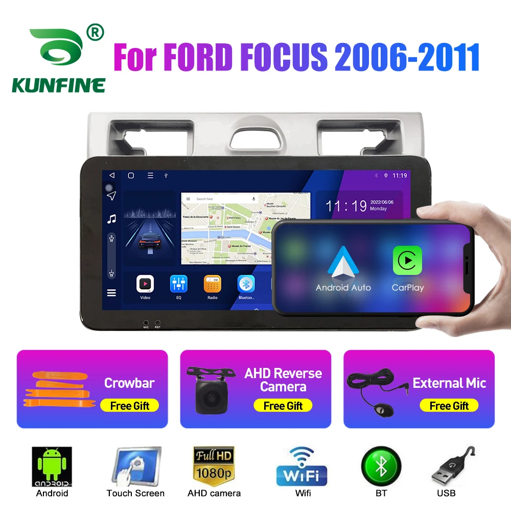 

10,33-дюймовый автомобильный радиоприемник для FORD FOCUS 2006-2011 2Din Android, восьмиядерный автомобильный стерео DVD, GPS-навигатор, плеер QLED, экран Carplay