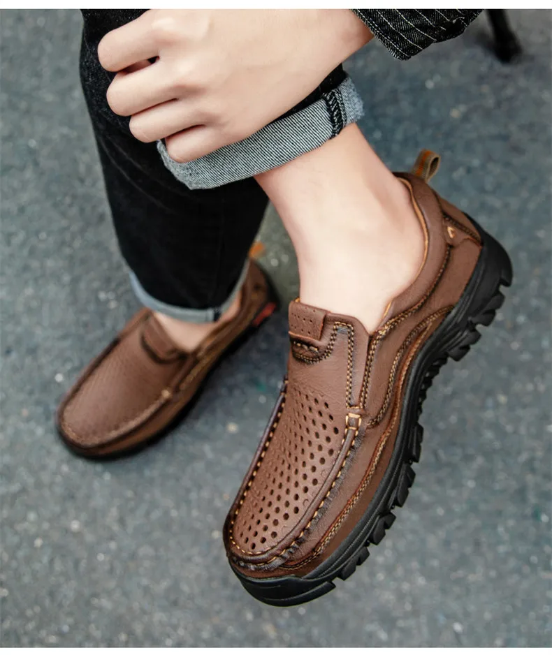 2026 Neue Herrenschuhe Echtleder Herren Slipper Hochwertige Atmungsaktive Herren Freizeitschuhe Outdoor Herren Sneakers Große Größe 48 – Detail 12