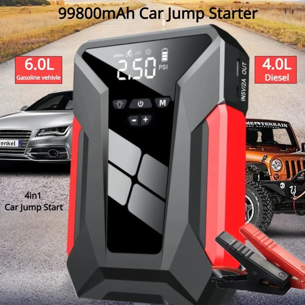 Car Jump Starter Device Portable Car Tire Inflator 398000mAh 12V Automotive Battery Charger Car Air Compressor Articles For Cars