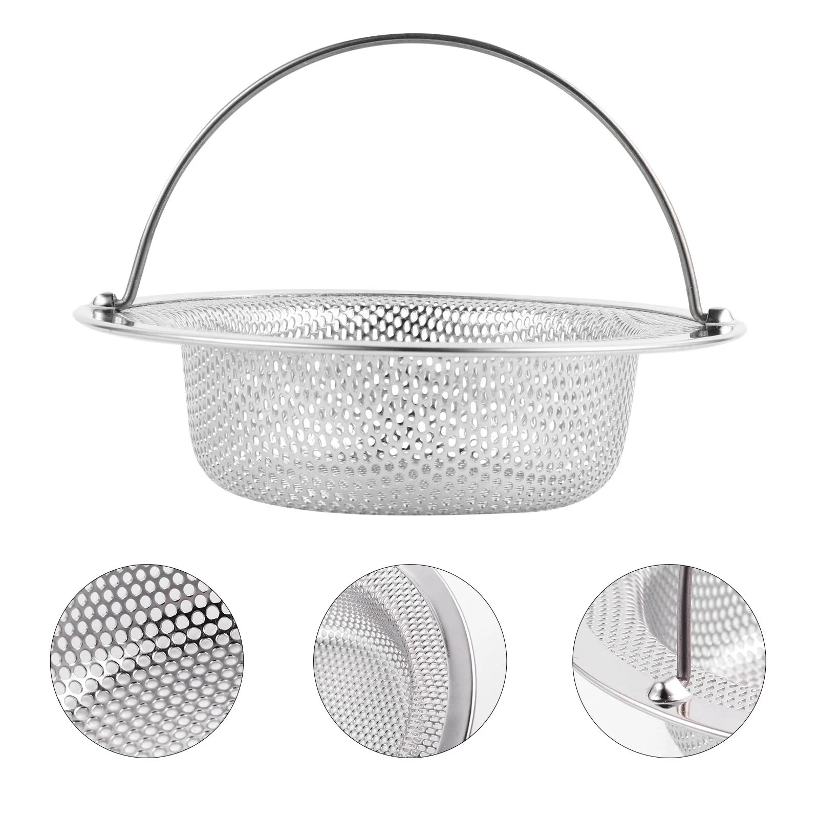 

Stainless Steel Sink Strainer Basket Kitchen Drain Filter With Handle Anti-Clogging Pinhole Design Durable Rustproof