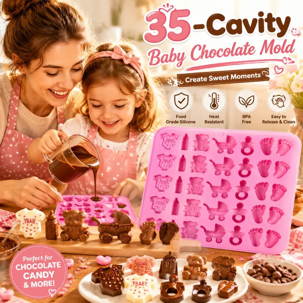 Molde de Silicona para Chocolate con Forma de Bebé, Moldes 3D para Chocolate y Dulces, Utensilios para Hornear Antiadherentes ‌ Moldes de Silicona para Pasteles y Repostería