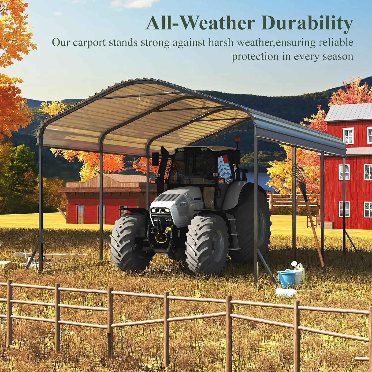 Carport de Fédération en Métal avec Base Améliorée et Structure de Cadre de Pompage, Transport, Modifications, Galvanisé, 10x15