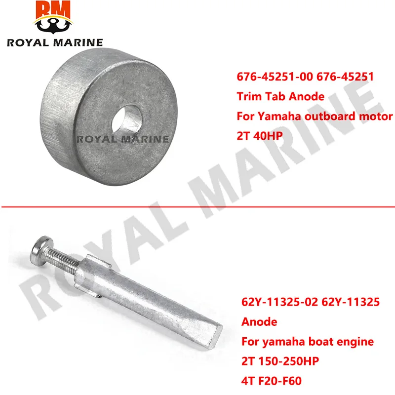 676-45251-00 676-45251 Trim Tab Anode For Yamaha outboard motor 2T 40HP 62Y-11325 62Y-11325-02 Boat Engine Part