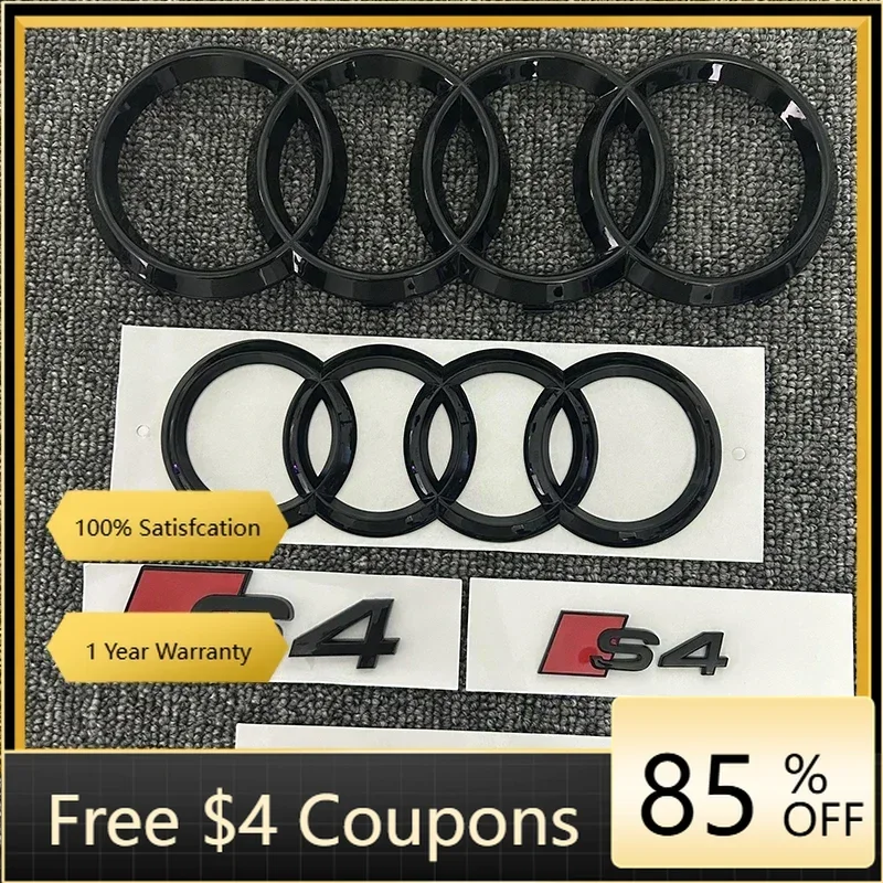 

Наклейка на автомобиль для Audi, 2 шт., 4-кольцевой логотип, черный ABS, эмблема на капот, переднюю решетку, задний багажник, наклейка-значок 2P S4 1P Audi Sport