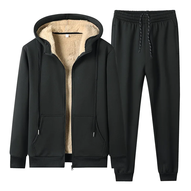 Mens 2026 Warm Fleece Running Sets Spring Edition High Quality Sportswear Two Piece Set Gym Basketball Soccer Sportswear Men