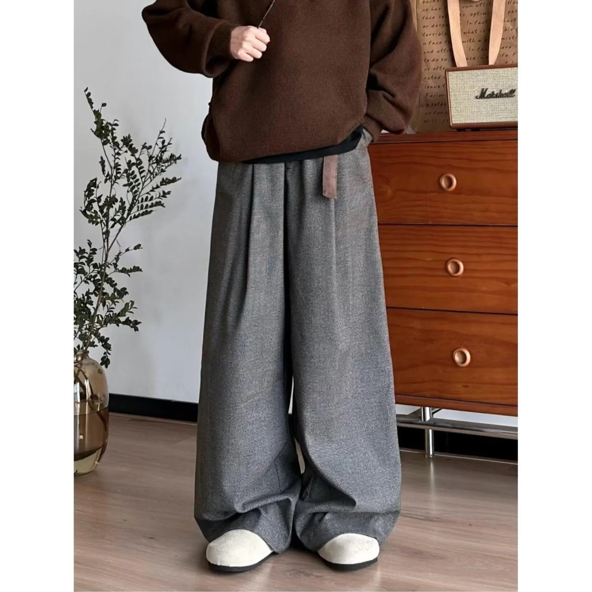 

Брюки-кюлоты из трикотажа «Ленивые лапши» с высокой талией и широкими штанинами для женщин, весна-осень, новинка, маленький размер, универсальные, стройнящие