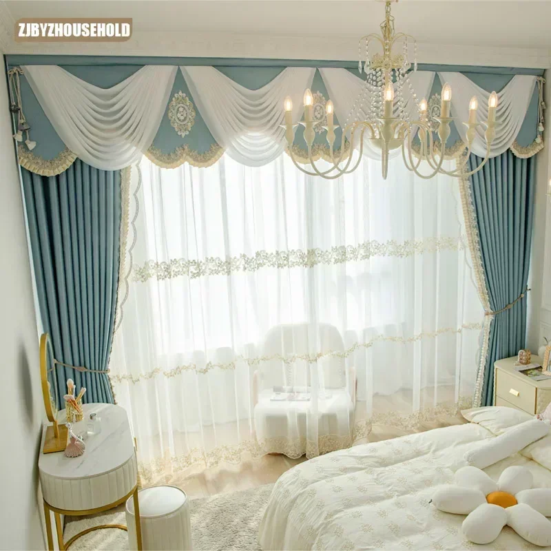 Cortinas ligeras de lujo personalizadas para sala de estar y dormitorio, tela de alta precisión, antienganche, cortinas francesas para ventana,