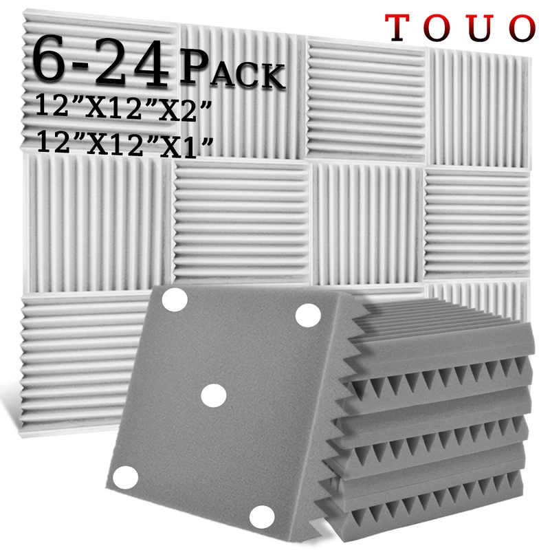 

TOUO 6/12/24 Pcs Acoustic Foam Sound Absorbing Equipment Music Studio Acoustic Treatment Wall Soundproofing Soundproof Foams