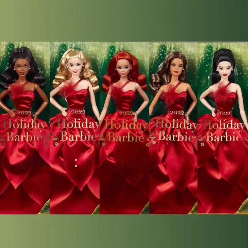 Barbie Signature Holiday Barbie 2022, edición limitada, pelo rojo rizado, vestido de gala de satén rojo, coleccionable navideño para coleccionistas adultos