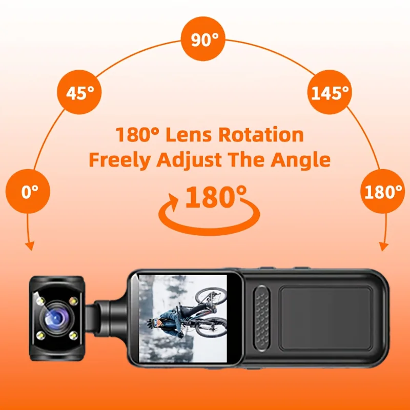  كاميرا صغيرة محمولة 4K مسجل فيديو رقمي كاميرا الجسم الأشعة تحت الحمراء للرؤية الليلية الدراجة 180 ° كاميرا جيب محمولة دوارة #2