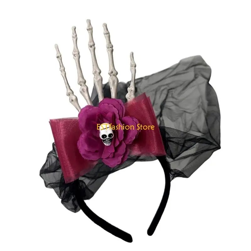 Y5GC Halloween Skull Hand Mesh Coiffre résine Breatch Resin Lightweight