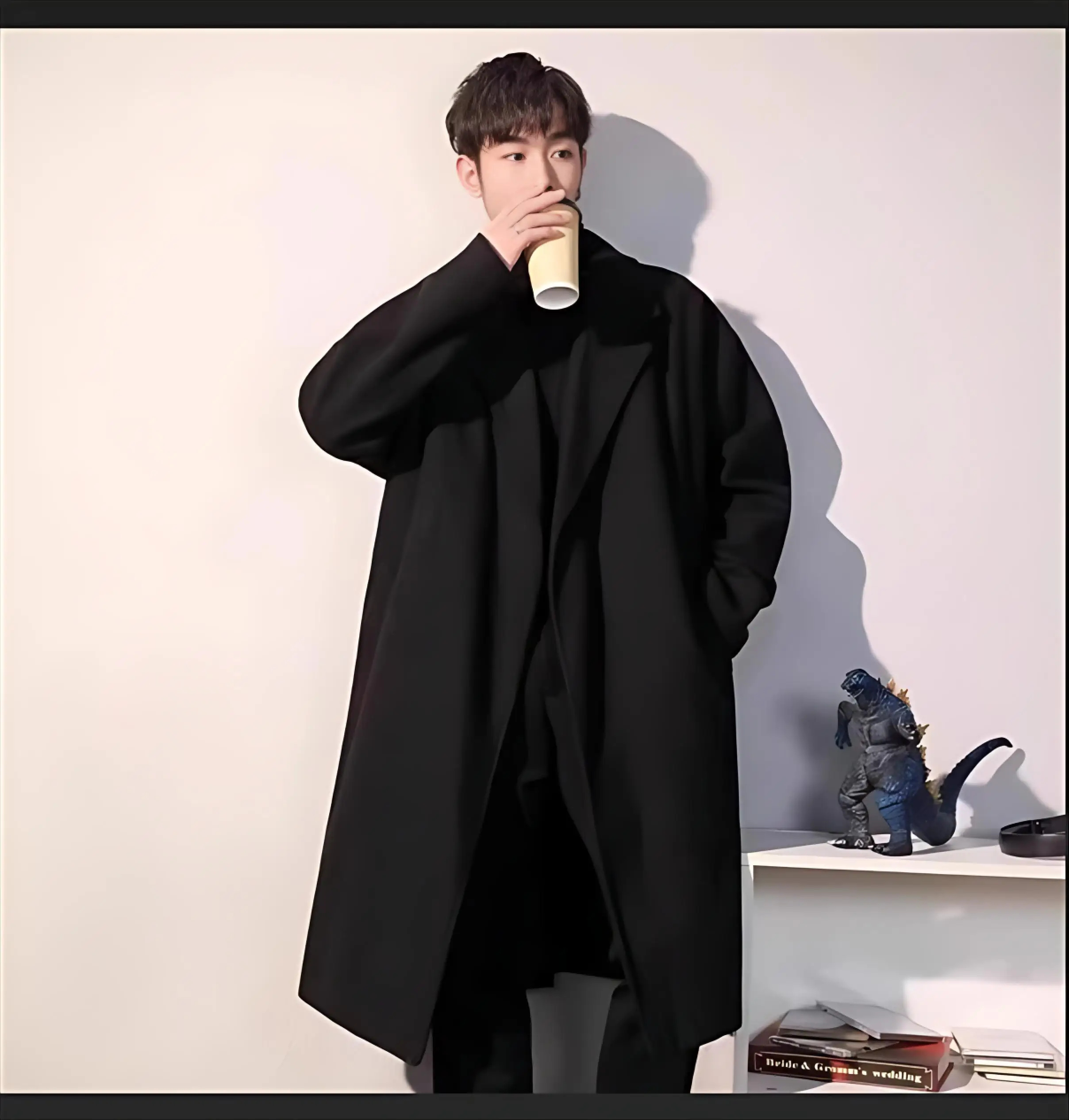 

Trench Fur Coats Men Ice Age Winter Heavy Thickening Padded Cotton Warm Khaki Cashmere Windproof Waterproof High-Quality Belted