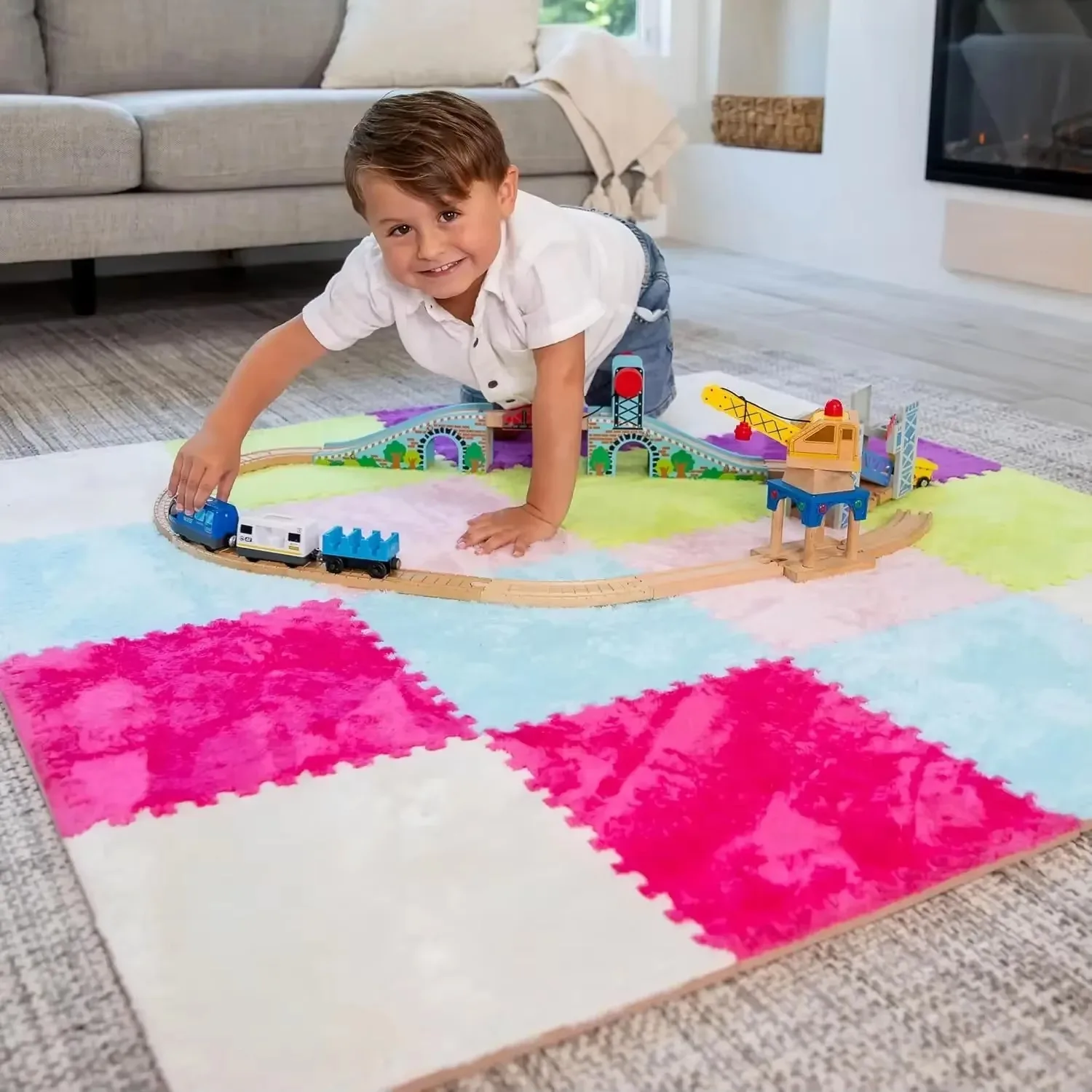 

8/16 Pieces of Baby Game Mat Short Plush Warm Washable Children's Anti-fall Game Carpet Suitable for Bedroom Living Room