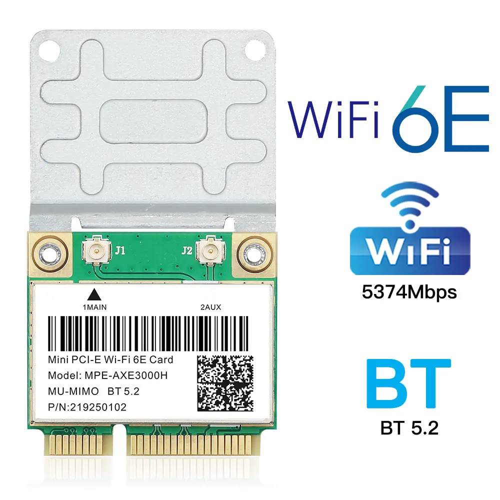 5374Mbps WiFi 6 Bluetooth5.0 Tri Band 2.4G/5G/6Ghz 802.11AC อะแดปเตอร์ไร้สาย AX210 Mini เครือข่าย Wlan AXE3000H การ์ดเครือข่าย