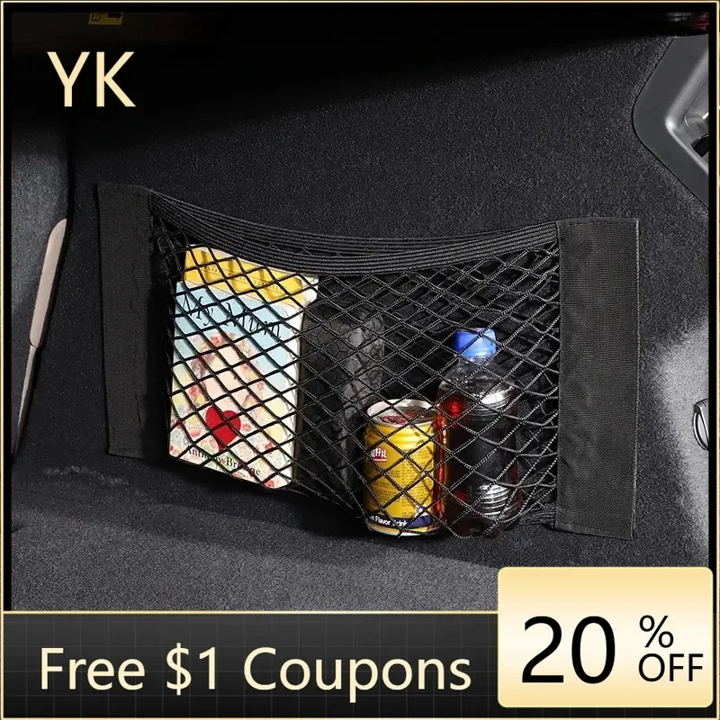 

For Porsche Taycan 2019 2020 2021 22-25 Polyester Black Car Trunk both sides Storage Mesh Bag Cargo Storage Net Car Accessories