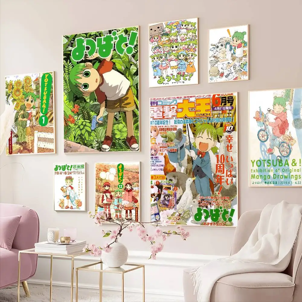 Anime Y-Yotsuba Sweet Classic Movie Vintage Posters Sticky Retro Kraft Paper Sticker DIY Room Bar Cafe Kawaii Room Decor