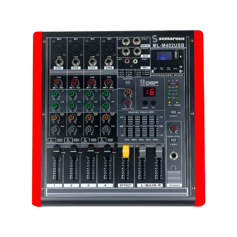 

ML-M402 Professional portable digital Dj console with USB mixer for cross-border live singing 4-channel audio mixer