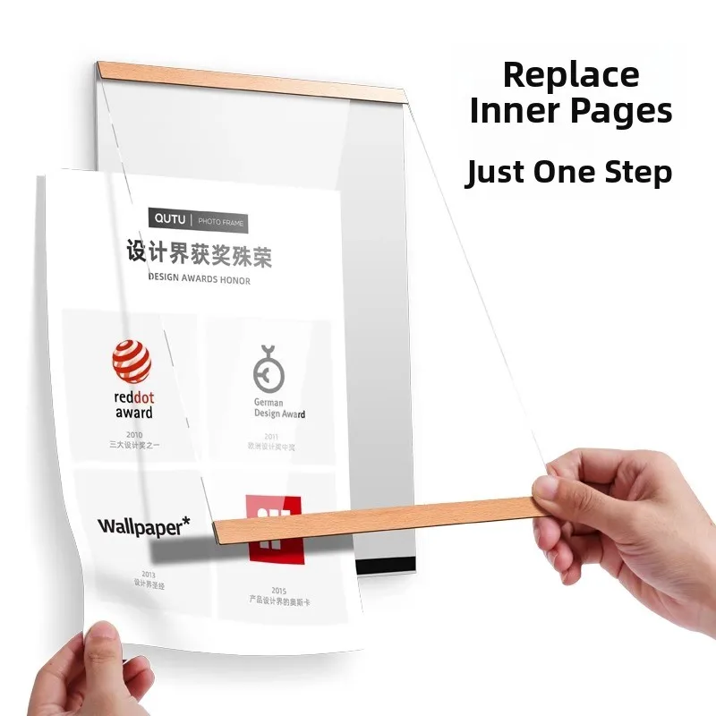 Acrylic A4 Photo Frame without Drilling Teacher Profile Image Advertising Certificate Wall Stick Display Frame Modern Simple ...