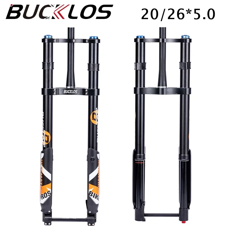 BUCKLOS Fat Bike Fork 20*5.0 26*5.0 Air Suspension Bicycle Fork 15*150mm Thru Axle DH MTB Fork for Snow Beach Bike