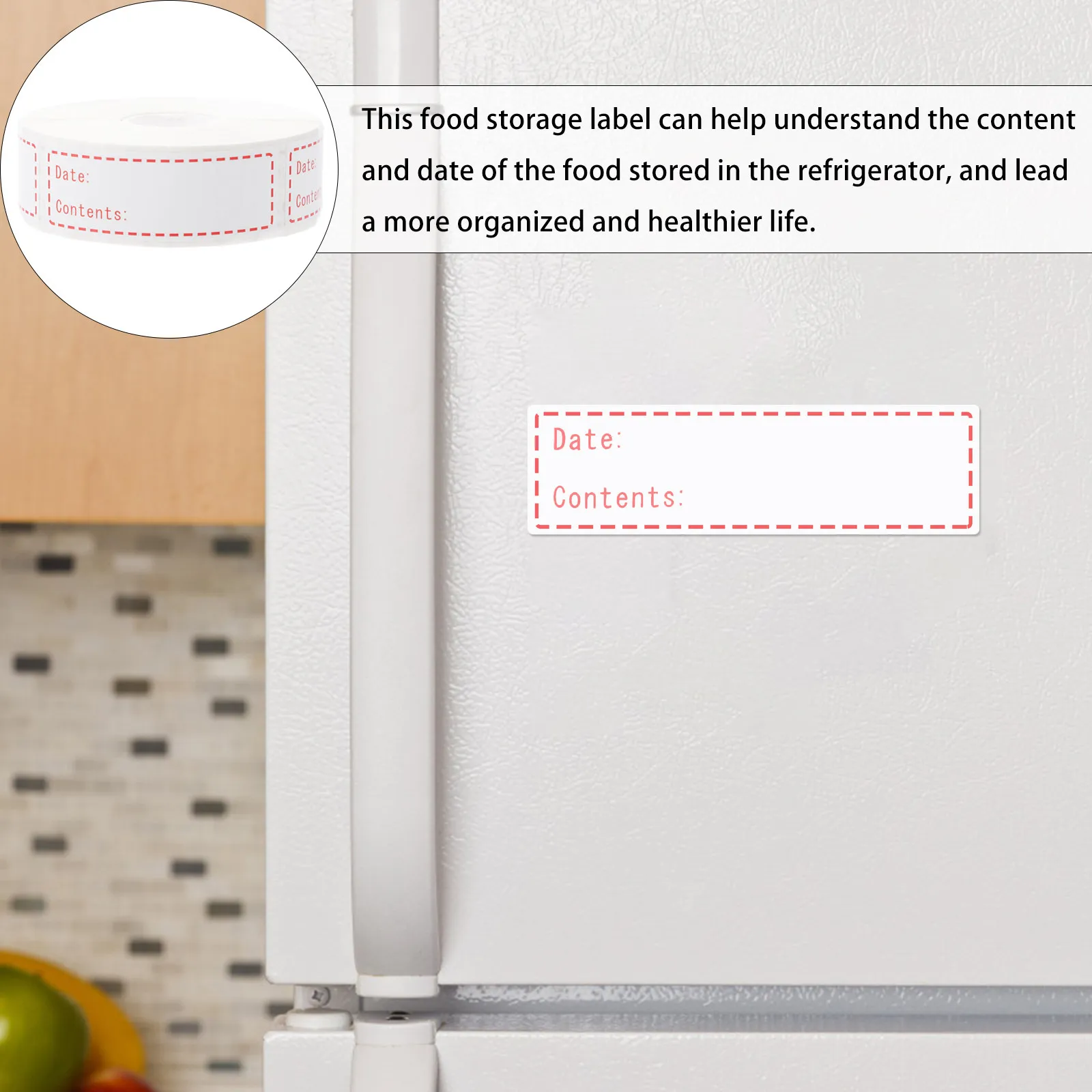 

Food Storage Stickers Roll Waterproof Glassine Paper Strong Adhesive Fridge Reminder Labels Date Content Marker Kitchen