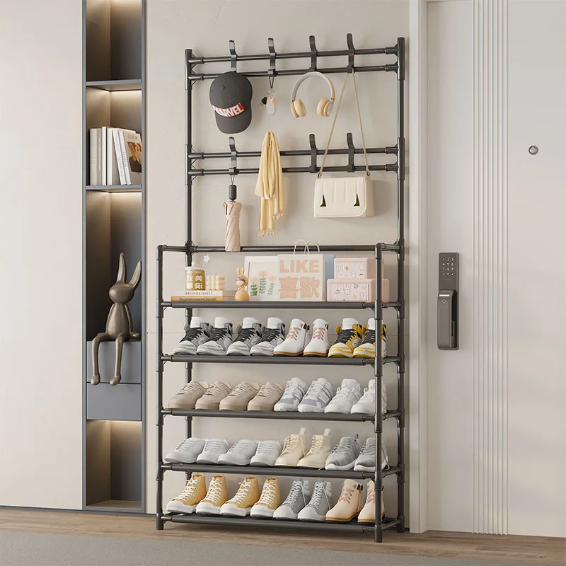 

Hanging Clothes Rack Bedroom Floor Mounted Multifunctional Home Door Assembly Shoe Rack Multi-layer Integrated Coat Hat Rackprom