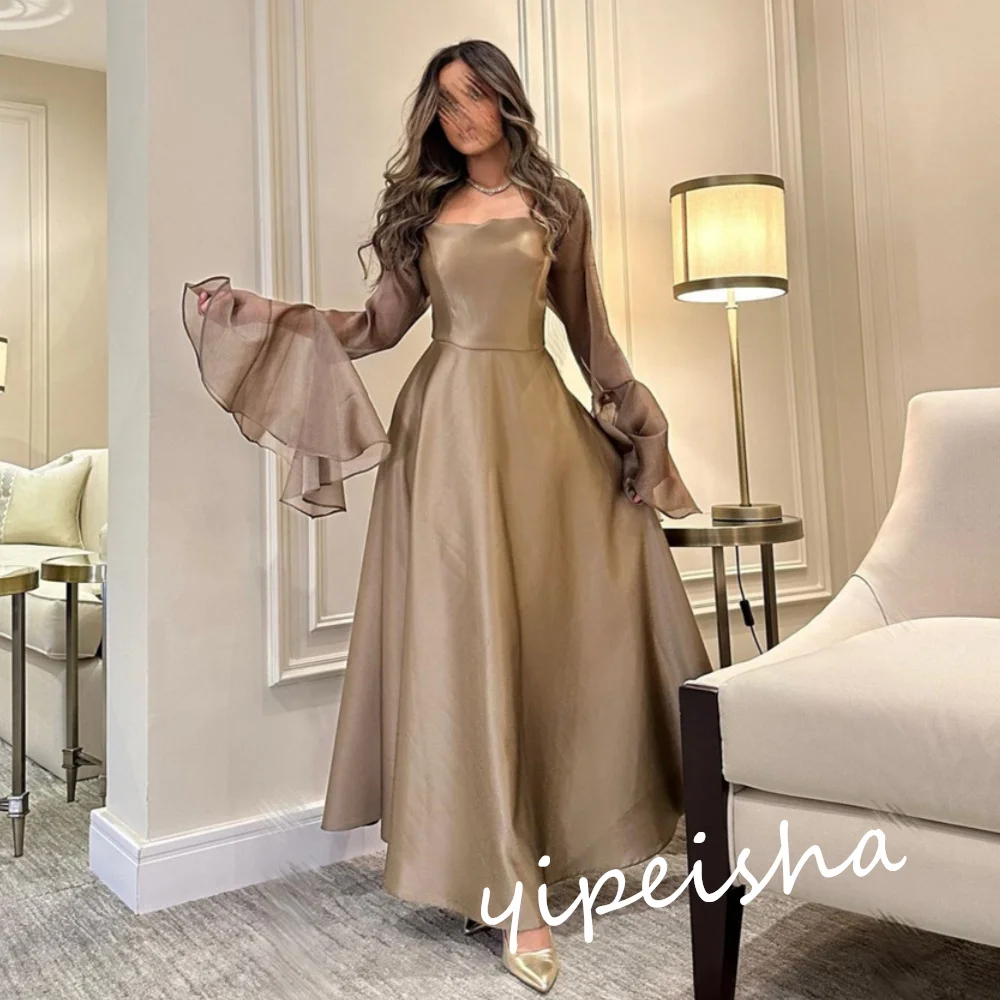 Prom Dress Saudi Arabia Prom Dress Saudi Arabia Satin Celebrity Ball Gown Square Neck Bespoke Occasion Dress Floor Length