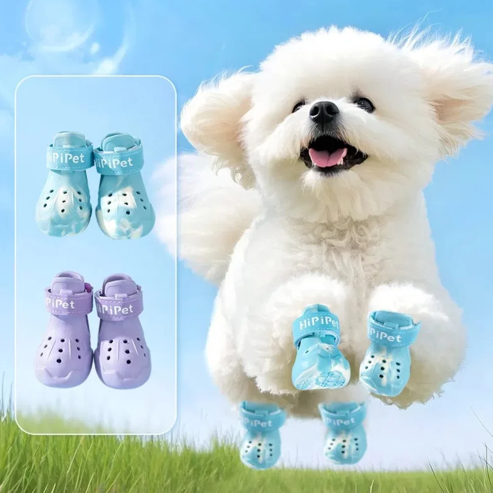 

4pcs/set Breathable Waterproof Dog Shoes EVA Comfortable Anti-slip Dog Boots Paw Protection Adjustable Straps Pet Boots
