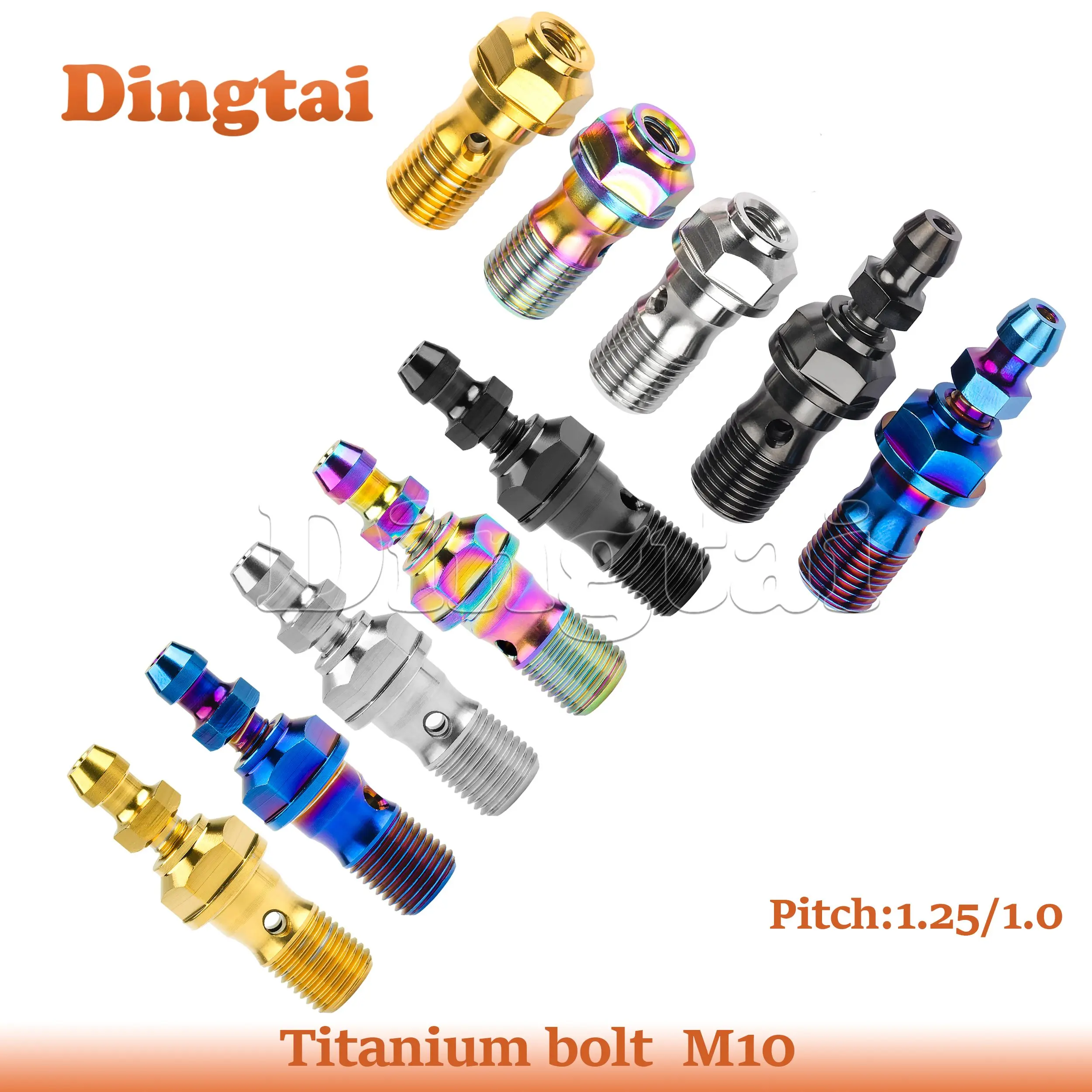 Dingtai Titanium Bolt M10x1.0/ 1.25mm  Banjo Bolt for Brembo Brake Lin&Single Hole Clutch Bolt with Bleeder Valve