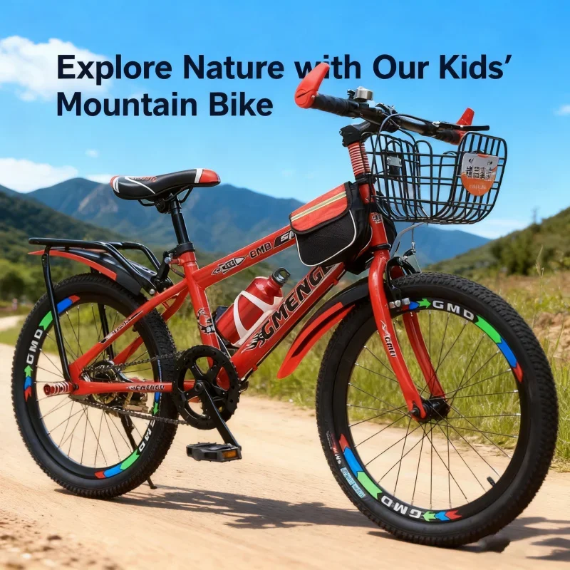 

Children's Single Speed Bicycle 20 Inch/22 Inch with Rear Seat Rack And Basket Bag China Red Mountain Bike for Ages 6-10