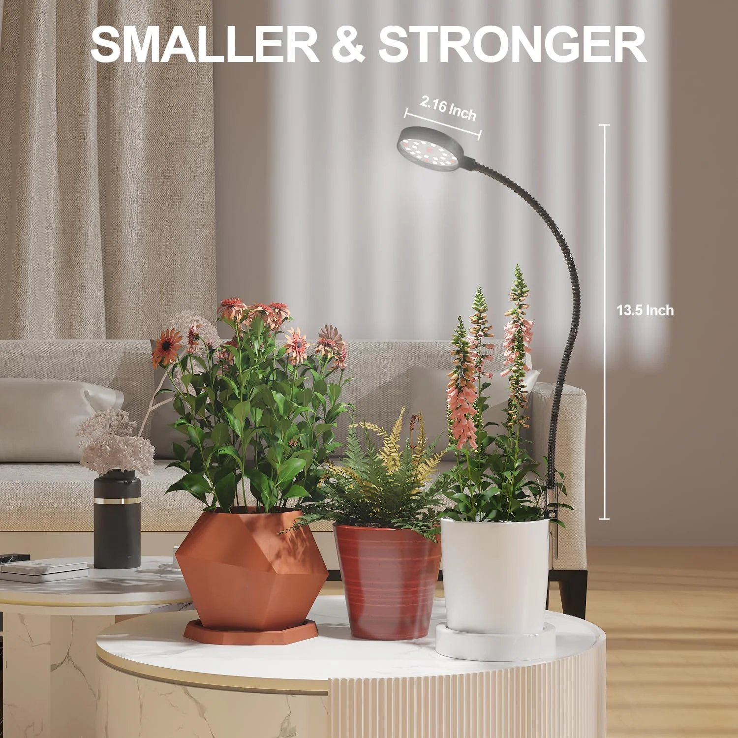 USB LED Grow Light 6000K Full Spectrum Pot Plant Light 5V Gooseneck Clip-on Plant Lamp With Dimmable Auto ON/Off 4/8/12/18Hours