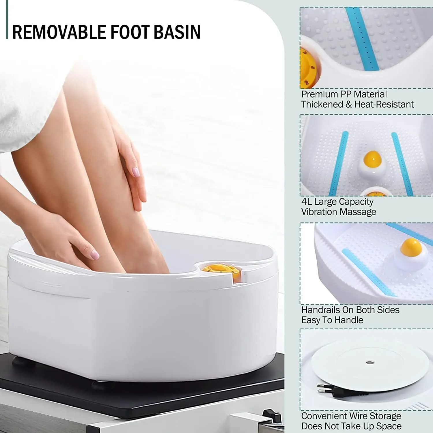 Okakopa-sillas giratorias de pedicura, Unidad de pedicura ajustable alta con taburete, reposapiés y lavabo para pies, estación de pedicura portátil, 360