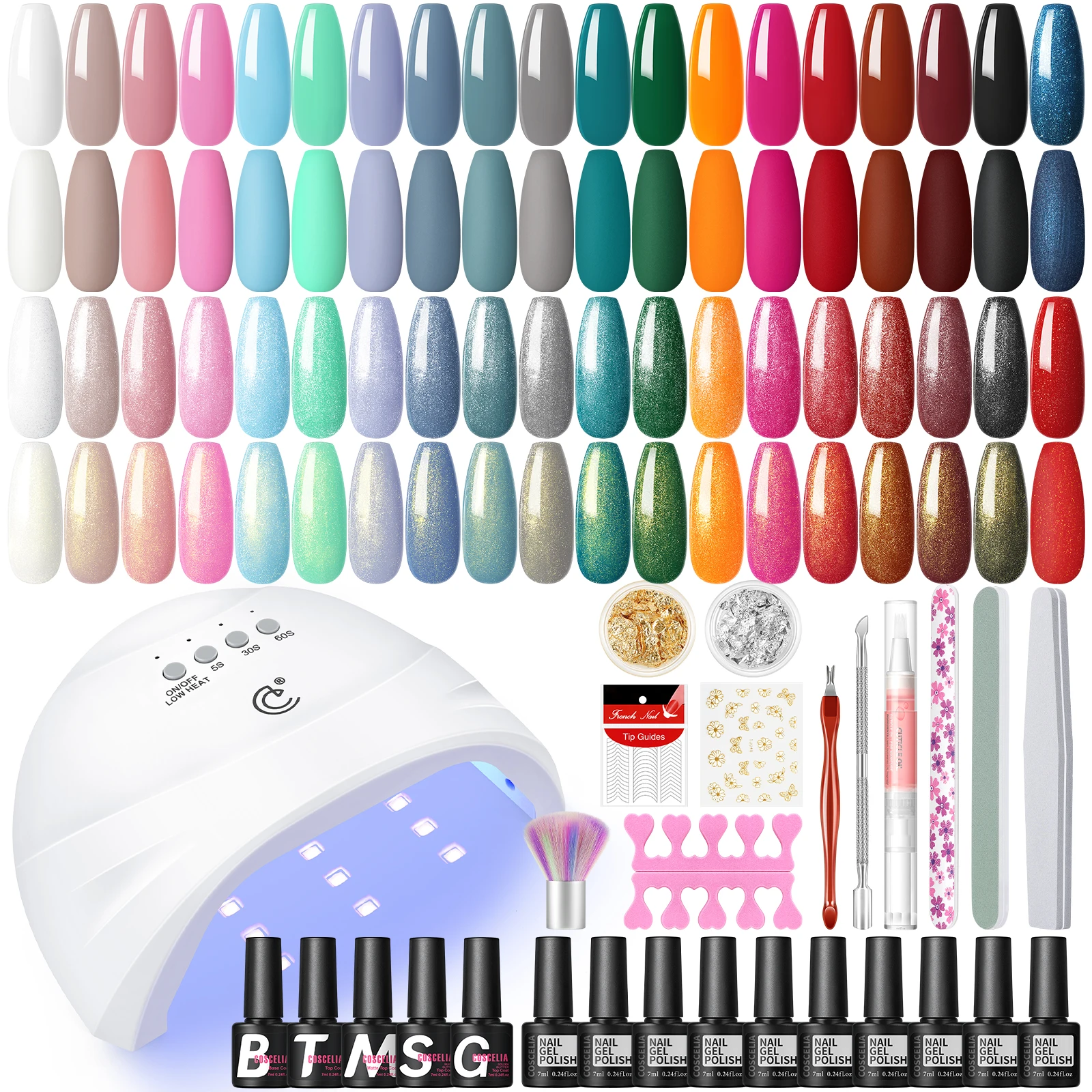 COSCELIA 20 Colors Nail Gel Polish Kit with UV LED Lamp Top Coat and Base Coat Manicure Kit Nail Art DIY Tools Decoration