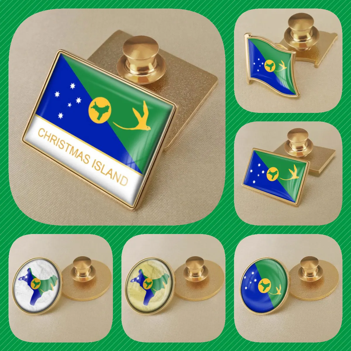 Christmas Island Flag National Emblem Brooches Badges Lapel Pins